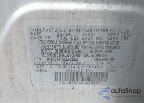 2014 Nissan Sentra Sv from USA, damaged, VIN 3N1AB7AP6EL682253